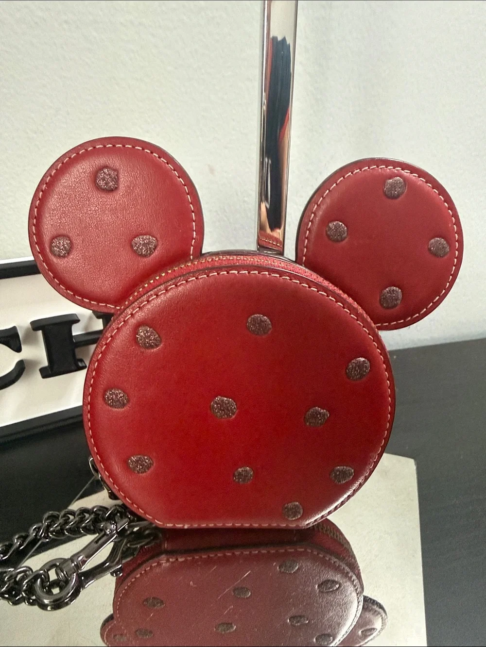Coach x Disney Red Leather Minnie Mouse Key & Card Holder